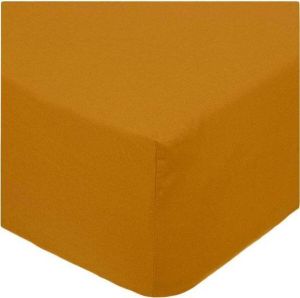 Dekbeddenwereld hoeslaken- jersey- stretch- eenpersoons- 90x200+30cm- geschikt voor boxspring- okergeel