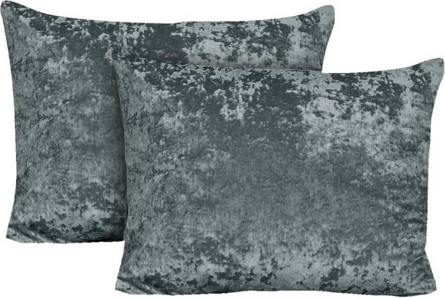 Dekbeddenwereld Velvet Crushed kussenslopen 2 stuks- 60x70cm- soft finishing- 60x70- Antraciet
