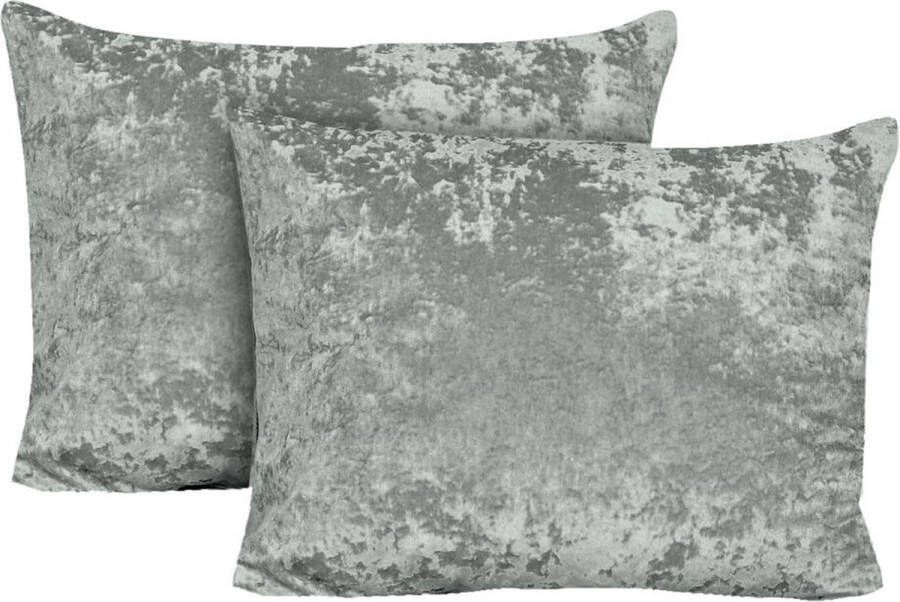 Dekbeddenwereld Velvet Crushed kussenslopen 2 stuks- 60x70cm- soft finishing- 60x70- grijs