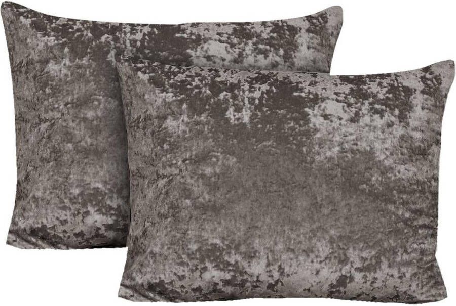 Dekbeddenwereld Velvet Crushed kussenslopen 2 stuks- 60x70cm- soft finishing- 60x70- Taupe