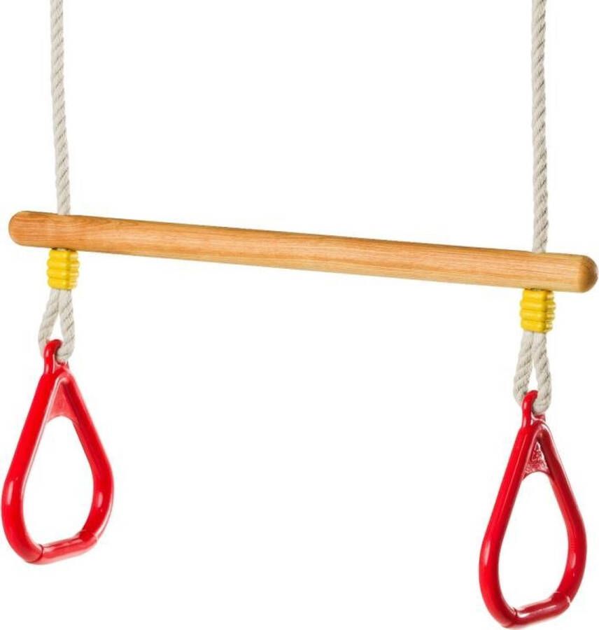 Déko-Play ring trapeze met kunststof ringen rood