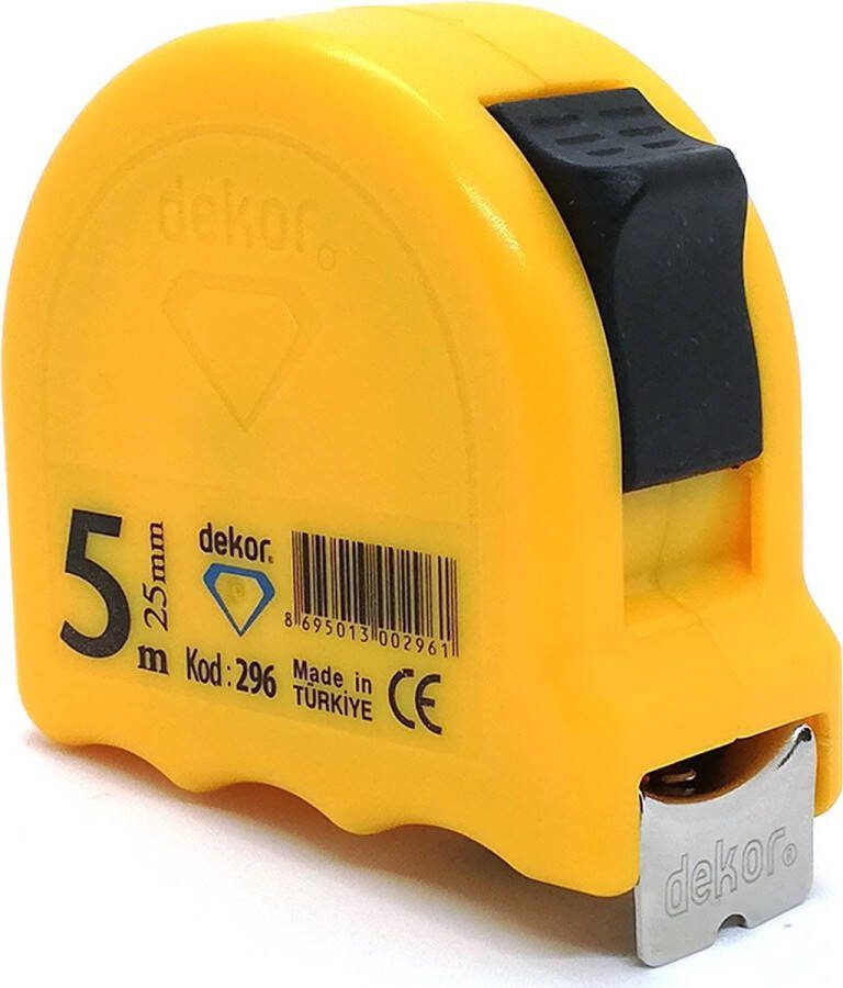Dekor rolmaat hard touch 5000x25 mm met rem -incl. broekriemklem