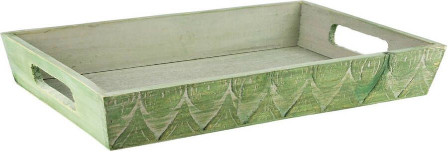 Dekoratief Dienblad groen hout 34x23x5cm A220540