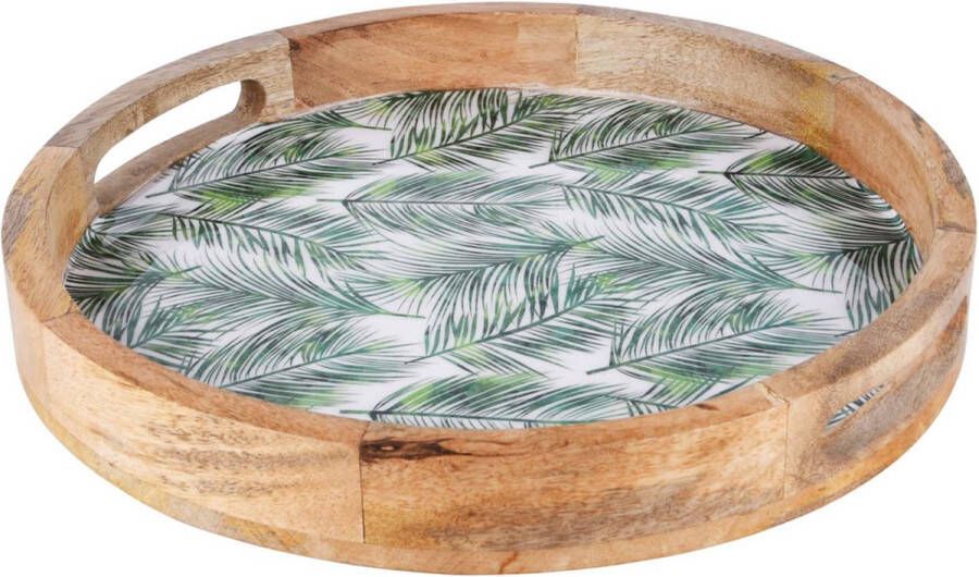 Dekoratief Dienblad 'Palm Leaves' hout email 35x35x5cm A220830
