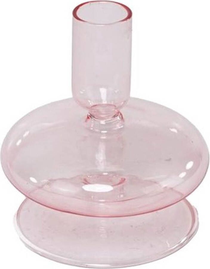 Dekoratief Kaarsenhouder roze glas 10x10x11cm A239012