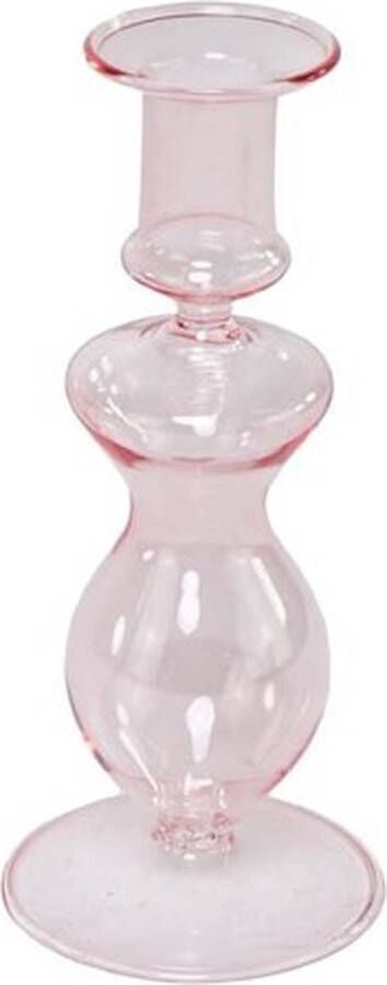 Dekoratief Kaarsenhouder roze glas 8x8x18cm A239014