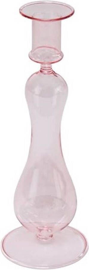 Dekoratief Kaarsenhouder roze glas 8x8x24cm A239016