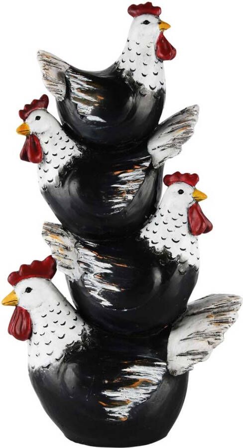 Dekoratief Kwartet kippen resina zwart 20x12x36cm A210192