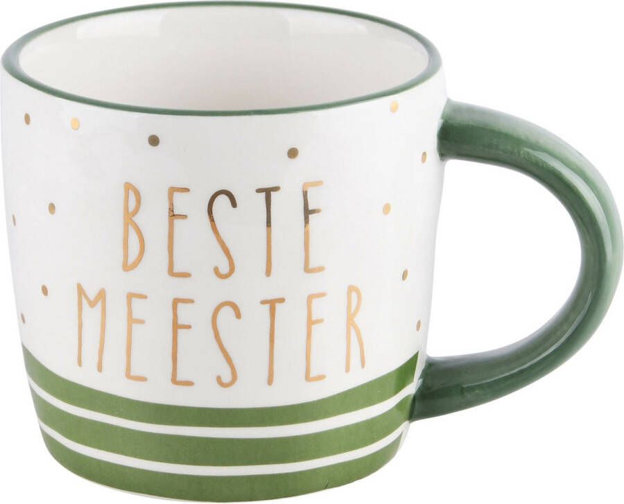 Dekoratief Mok 'Beste Meester' wit groen keramiek 13x9x10cm A220339