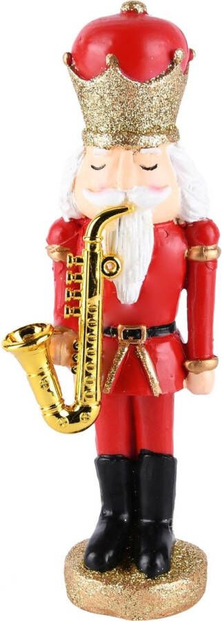 Dekoratief Notenkraker m trompet rood resina 7x7x19cm A225526