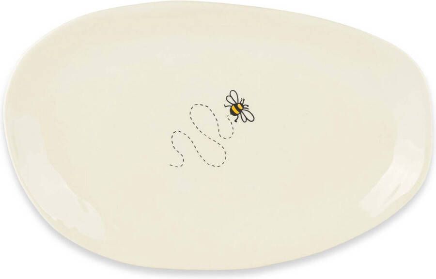 Dekoratief Schotel ovaal keramiek 'Bee Happy' 27x17x3cm A200287