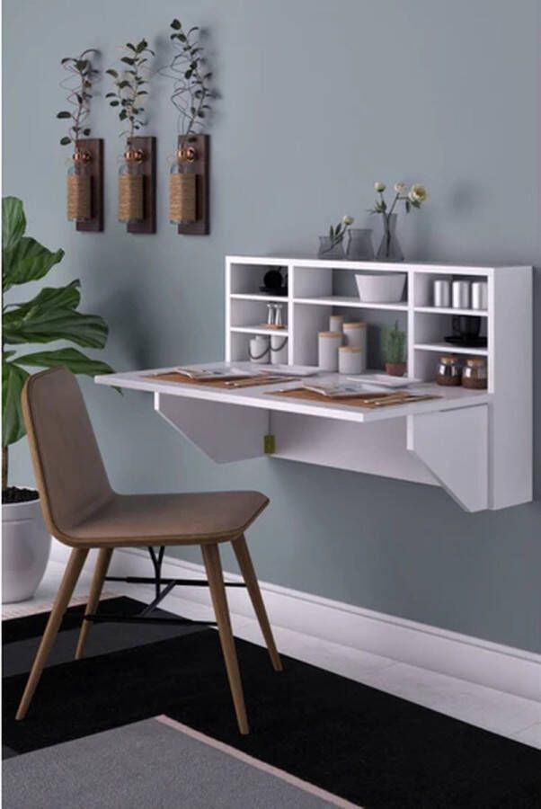 Dekornik SNS Home Draagbare Planktafel Kardelen Tafel Wandtafel Inklapbaar Wandbureau Inklapbare Wandtafel Keukentafel Wandkast Vouwtafel Klaptafel 90x50 cm Antraciet