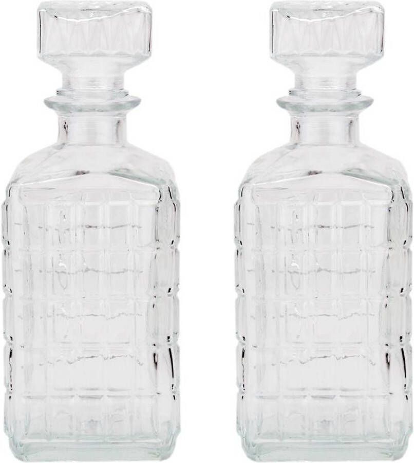 Delaram 2 Stuks glazen whisky water karaffen 1000ml kristal 2x Kristalglas look whiskey fles Whiskykaraf whiskyfles met structuur in glas