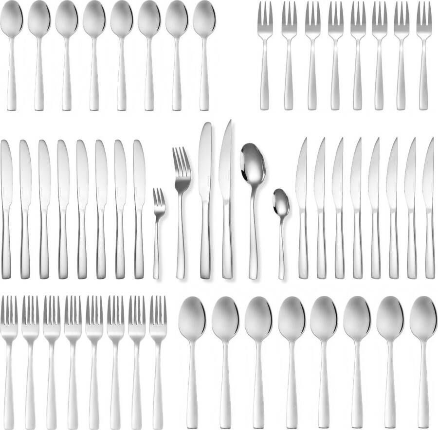 Deleca 12 Persoons Bestekset Essential (72-delig) Lepels Messen Vorken Steakmessen & Gebaksvorkjes Vaatwasserbestendig Bestek Glanzend Zilver Edelstaal