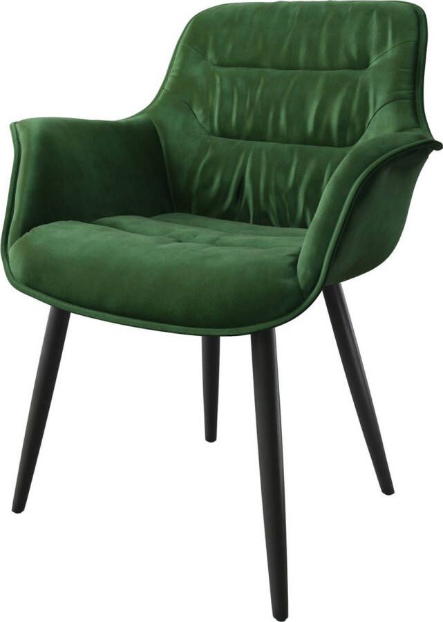 DELIFE Gestoffeerde-stoel Kaira-Flex 4-poot conisch zwart fluweel groen