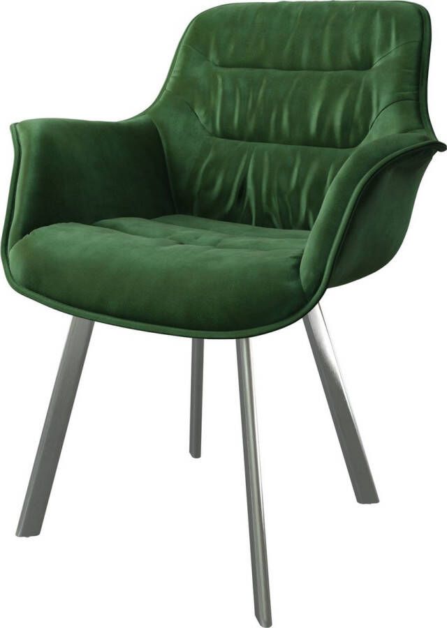 DELIFE Gestoffeerde-stoel Kaira-Flex 4-poot ovaal roestvrij staal fluweel groen