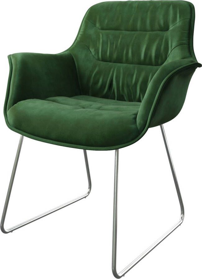 DELIFE Gestoffeerde-stoel Kaira-Flex slipframe roestvrij staal fluweel groen