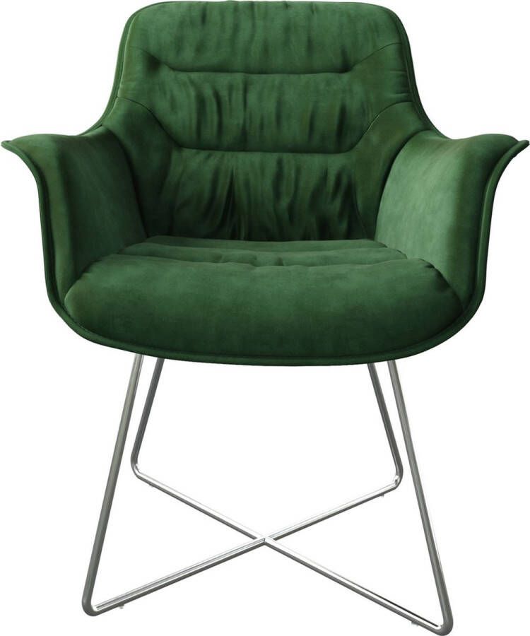 DELIFE Gestoffeerde-stoel Kaira-Flex X-frame roestvrij staal fluweel groen