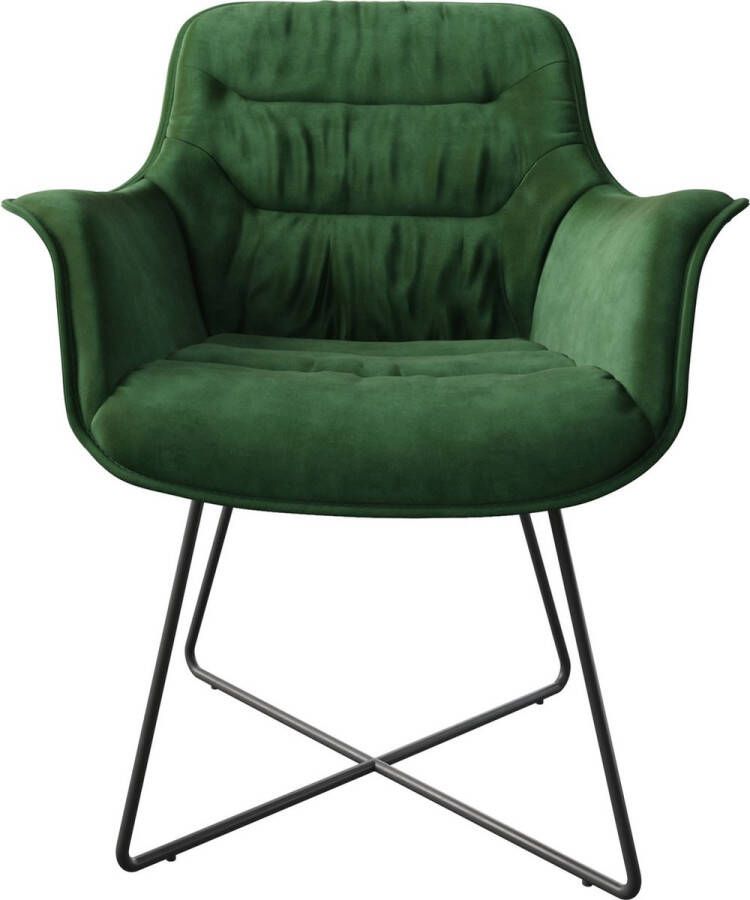 DELIFE Gestoffeerde-stoel Kaira-Flex X-frame zwart fluweel groen