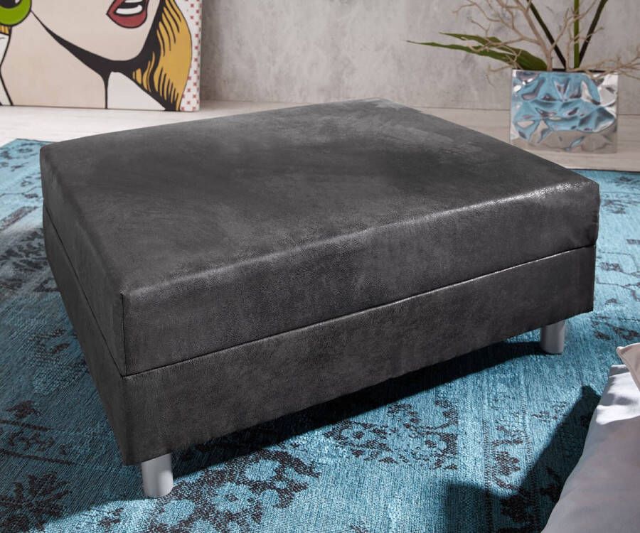 DELIFE Bank-hocker Clovis antraciet modul B98 x D83 microvelours zithocker