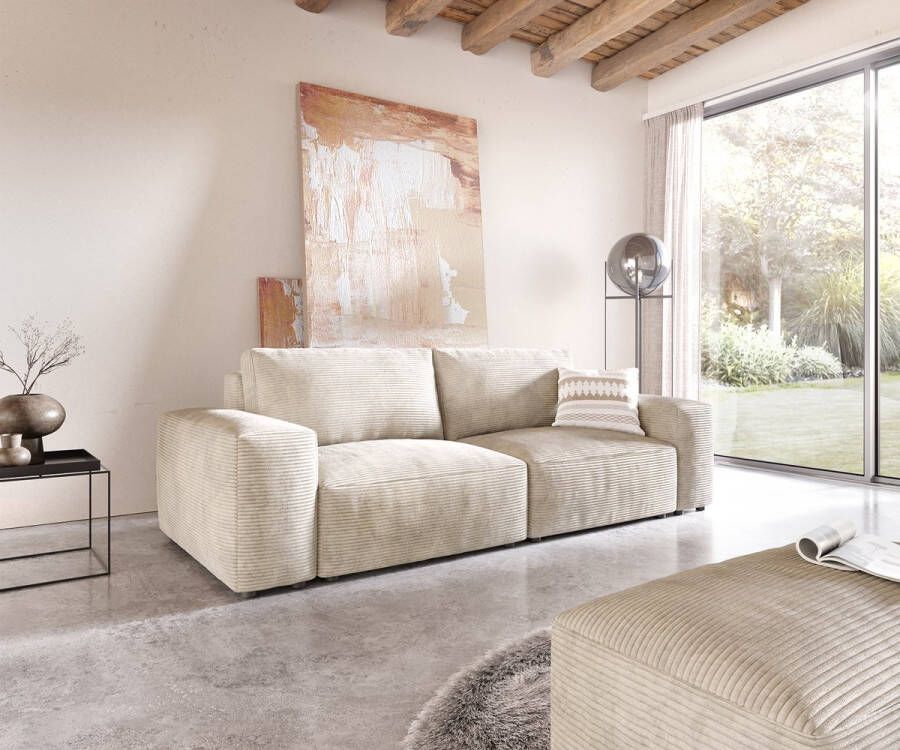 DELIFE Big-sofa Lanzo L Cord Beige 260x110 cm met hocker