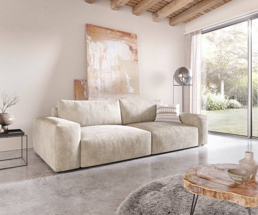 DELIFE Big-sofa Lanzo XL Koord Beige 280x130 cm
