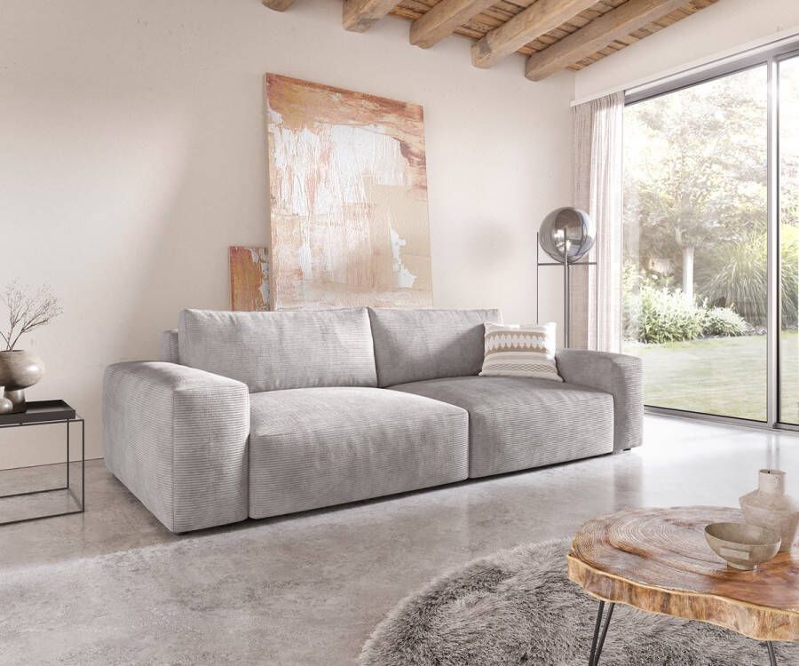 DELIFE Big-sofa Lanzo XL Koord zilvergrijs 280x130 cm