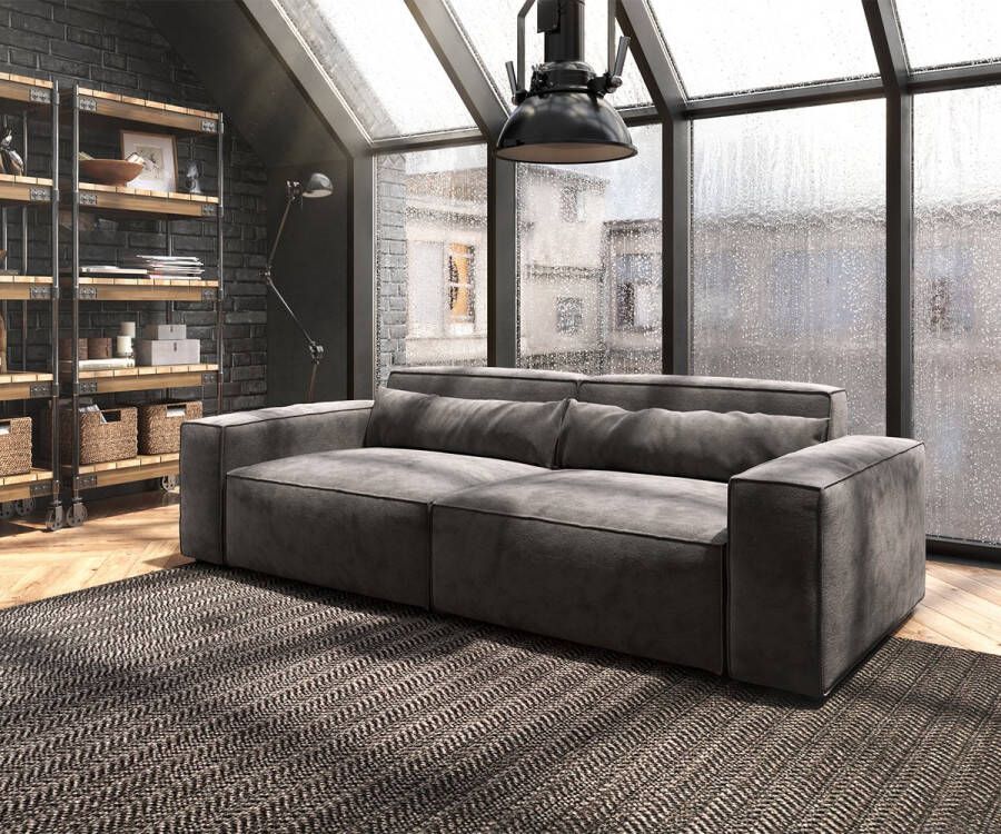 DELIFE Big-Sofa Sirpio L 260x110 cm microvezel kaki bruin