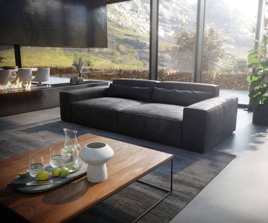DELIFE Big-Sofa Sirpio XL 270x130 cm kunstleer vintage antraciet