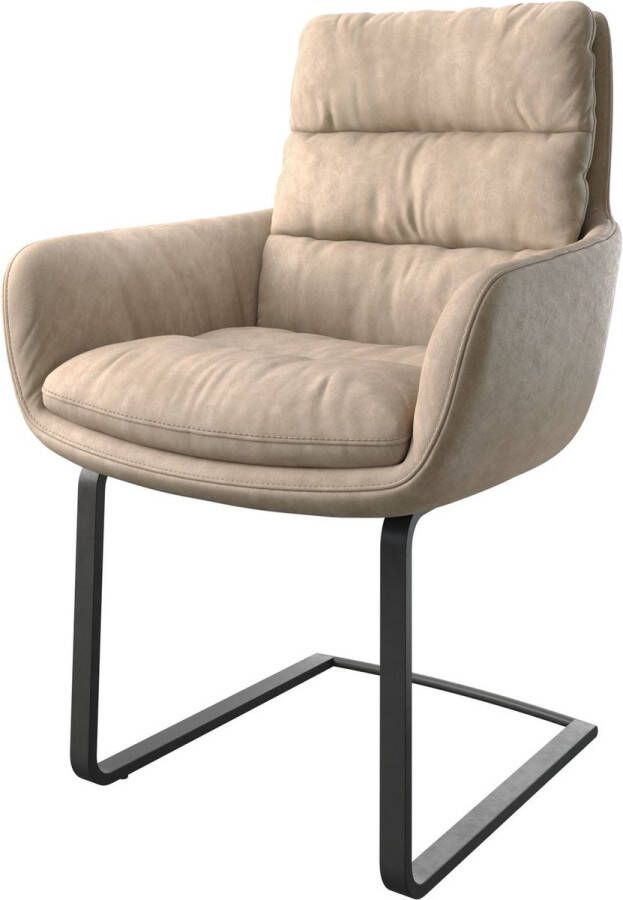 DELIFE Gestoffeerde-stoel Abelia-Flex met armleuning sledemodel vlak zwart beige vintage