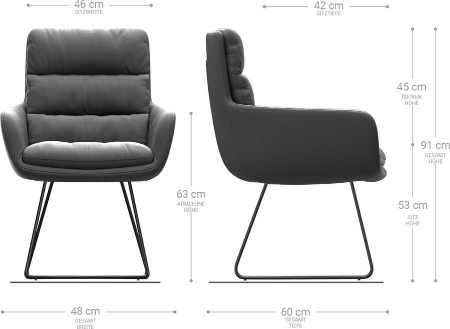 DELIFE Gestoffeerde-stoel Abelia-Flex met armleuning X-frame zwart beige vintage