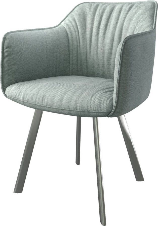 DELIFE Gestoffeerde stoel Elda Flex met armleuning 4 poot oval roestvrij staal stripes mint
