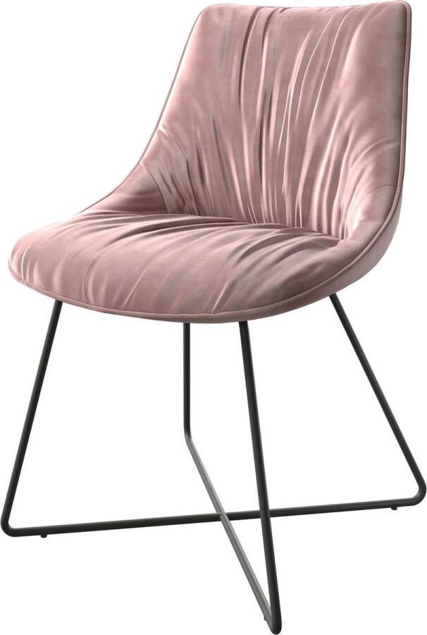 DELIFE Gestoffeerde-stoel Elda-Flex X-frame zwart fluweel rosé