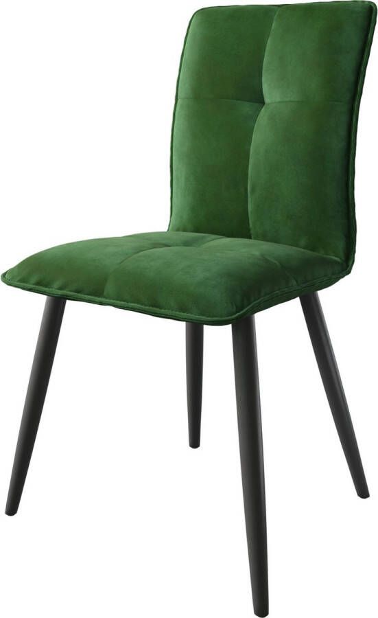 DELIFE Gestoffeerde-stoel Maddy-Flex 4-poot conisch zwart fluweel groen golfvering