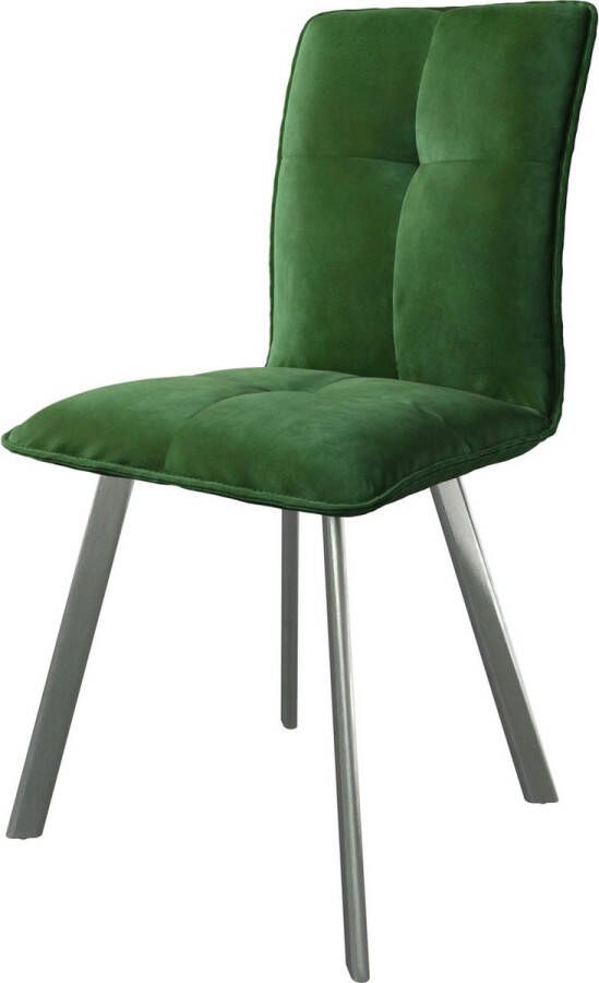 DELIFE Gestoffeerde-stoel Maddy-Flex 4-poot ovaal roestvrij staal fluweel groen