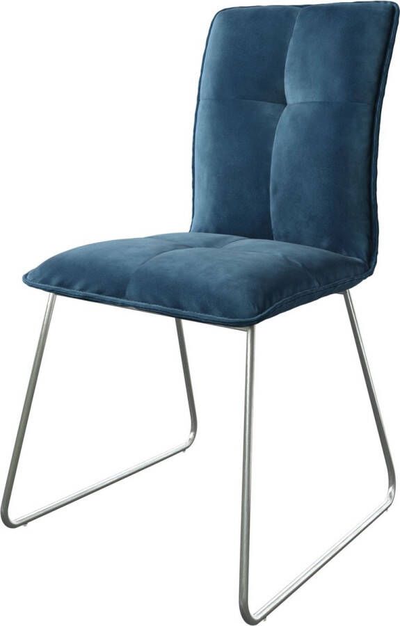 DELIFE Gestoffeerde-stoel Maddy-Flex slipframe roestvrij staal fluweel blauw golfvering