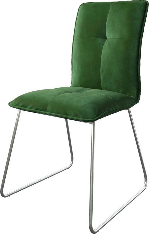 DELIFE Gestoffeerde-stoel Maddy-Flex slipframe roestvrij staal fluweel groen golfvering