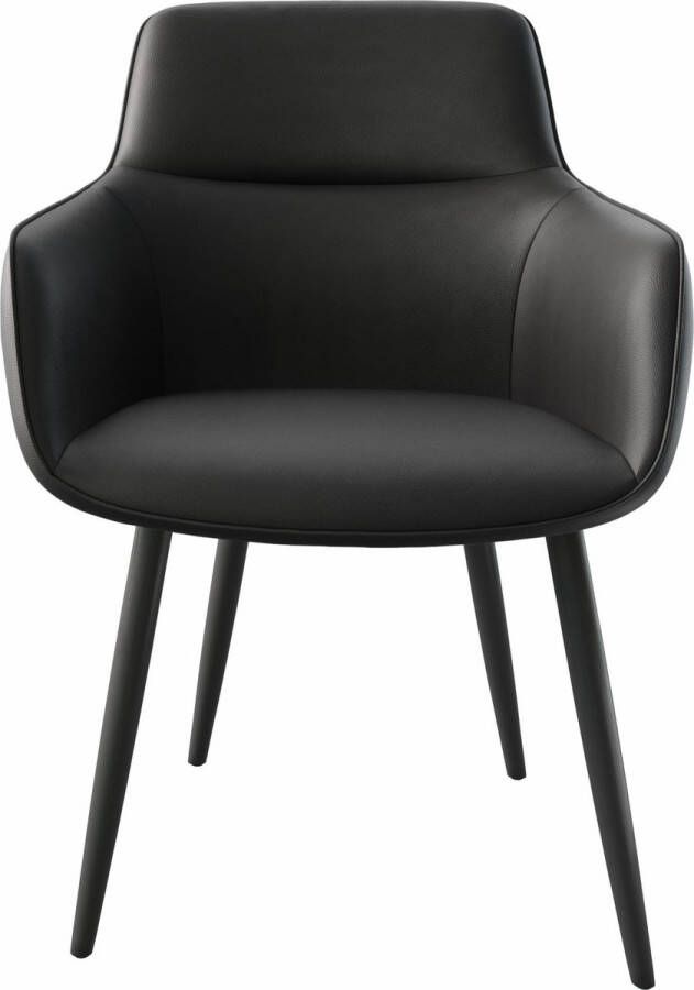 DELIFE Gestoffeerde-stoel Pejo-Flex 4-poot conisch zwart leder zwart