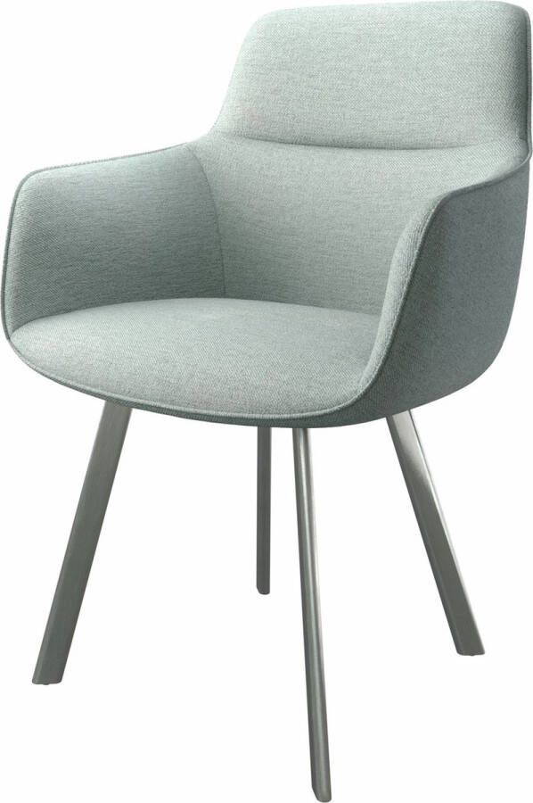 DELIFE Gestoffeerde-stoel Pejo-Flex 4-poot ovaal roestvrij staal stripes mint