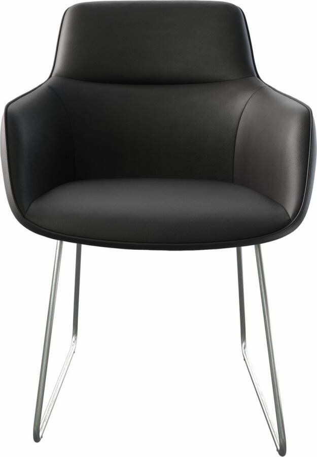 DELIFE Gestoffeerde-stoel Pejo-Flex slipframe roestvrij staal leder zwart