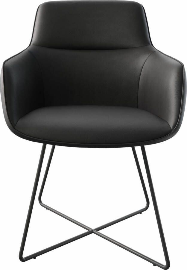 DELIFE Gestoffeerde-stoel Pejo-Flex X-frame zwart leder zwart