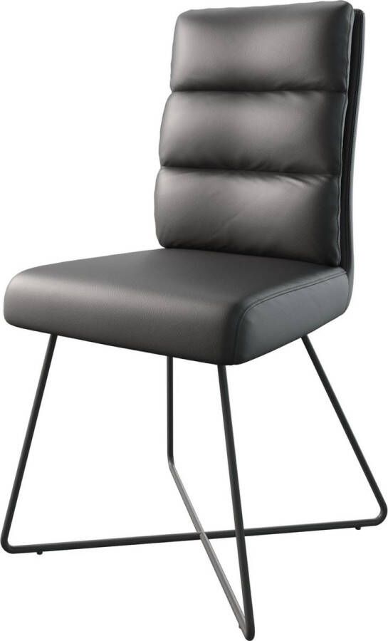 DELIFE Gestoffeerde-stoel Pela-Flex X-frame zwart echt leer zwart pocketveer kern