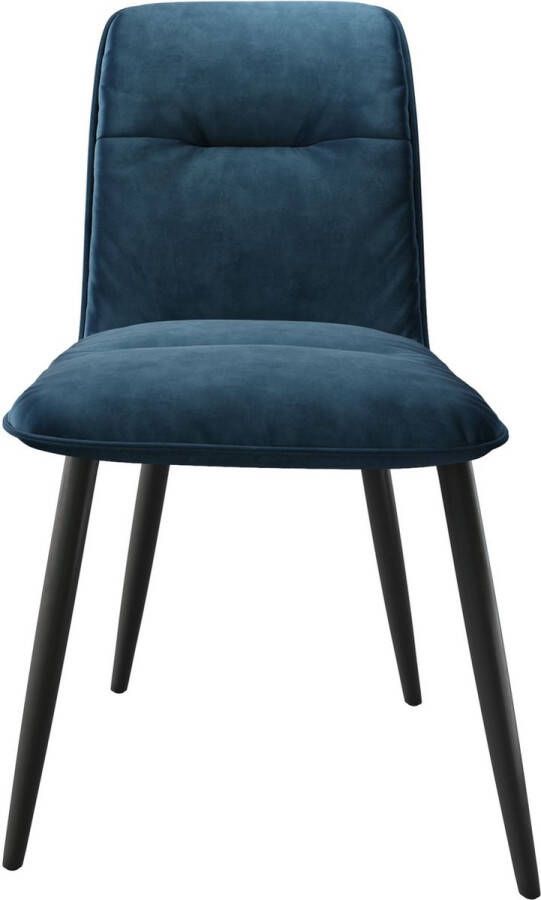 DELIFE Gestoffeerde-stoel Vinjo-Flex 4-poot conisch zwart fluweel blauw