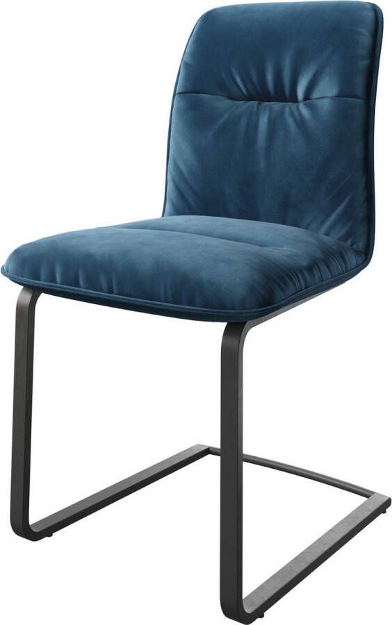 DELIFE Gestoffeerde-stoel Vinjo-Flex sledemodel vlak zwart fluweel blauw