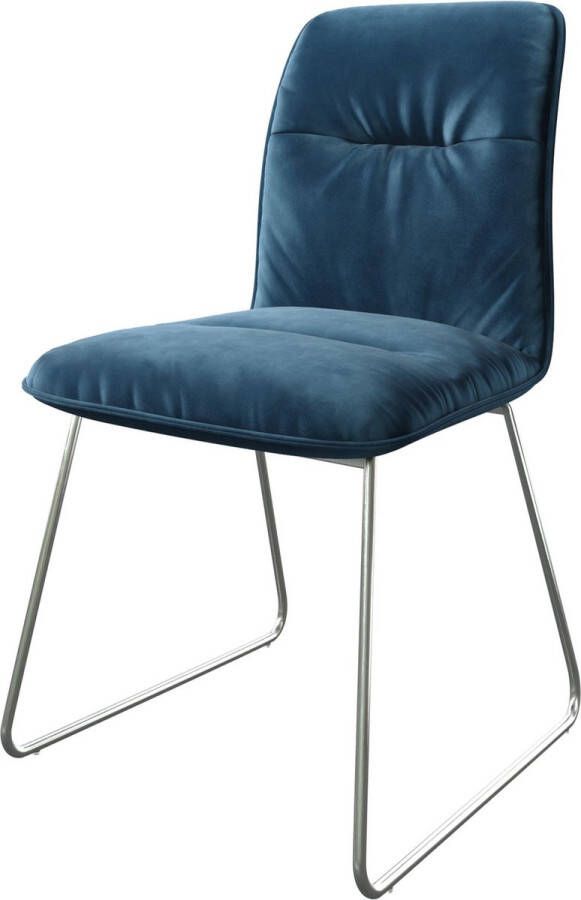 DELIFE Gestoffeerde-stoel Vinjo-Flex slipframe roestvrij staal fluweel blauw