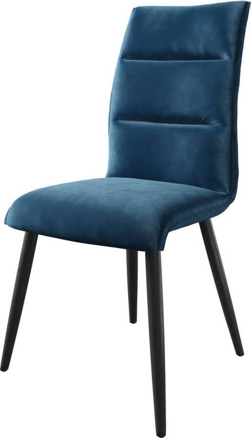 DELIFE Gestoffeerde-stoel Xantus-Flex 4-poot conisch zwart fluweel blauw