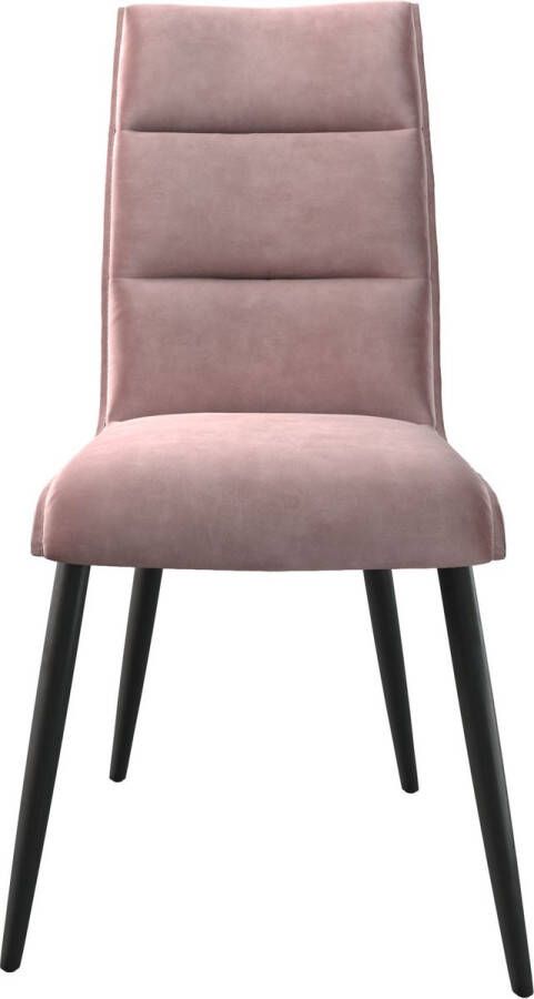 DELIFE Gestoffeerde-stoel Xantus-Flex 4-poot conisch zwart fluweel rosé