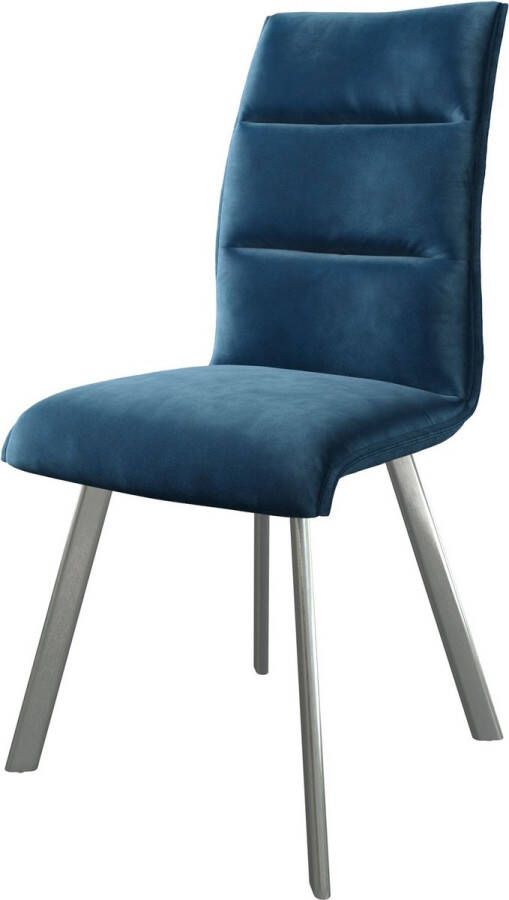 DELIFE Gestoffeerde-stoel Xantus-Flex 4-poot ovaal roestvrij staal fluweel blauw