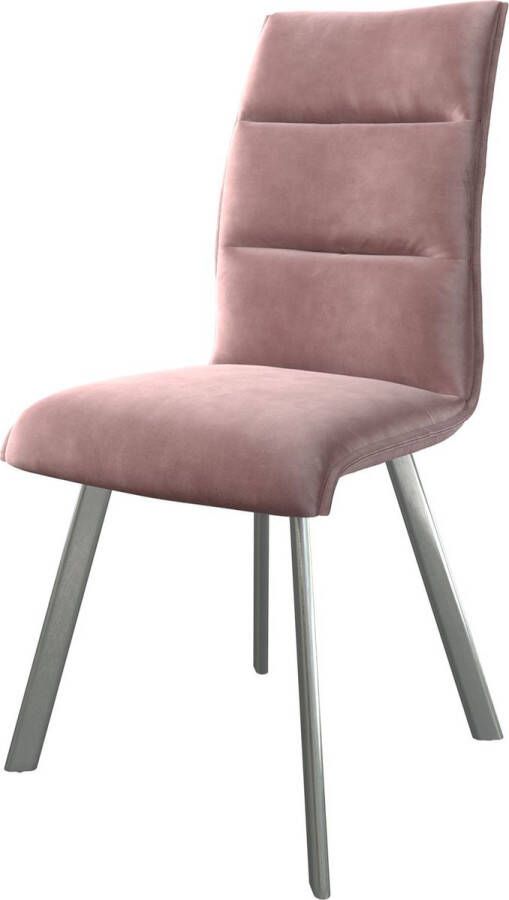 DELIFE Gestoffeerde-stoel Xantus-Flex 4-poot ovaal roestvrij staal fluweel rosé