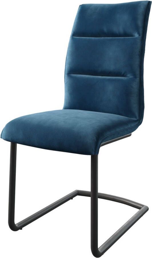 DELIFE Gestoffeerde-stoel Xantus-Flex sledemodel rond zwart fluweel blauw